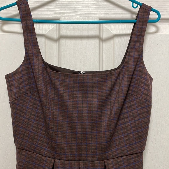 Sunday Best | Aritzia | Tasha | Reddish Brown/Blue Plaid | Mini Dress | Size 2 - Picture 3 of 16